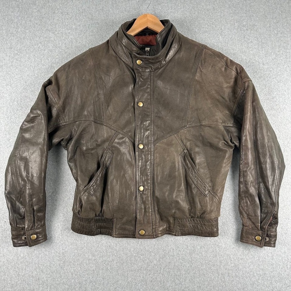 Franklin Allen Mens Genuine Brown Leather Bomber Jacket 40 Thermolite Biker Moto